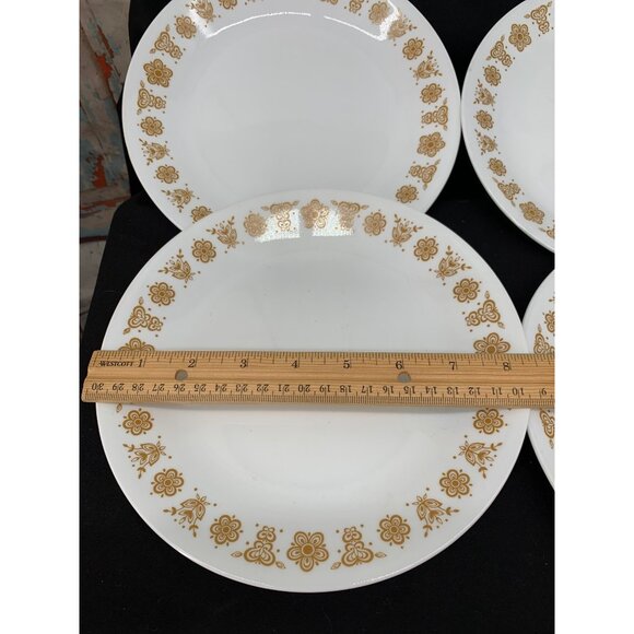Corelle by Livingware Gold Butterfly On White Set of 4 Salad Plates - Picture 2 of 3